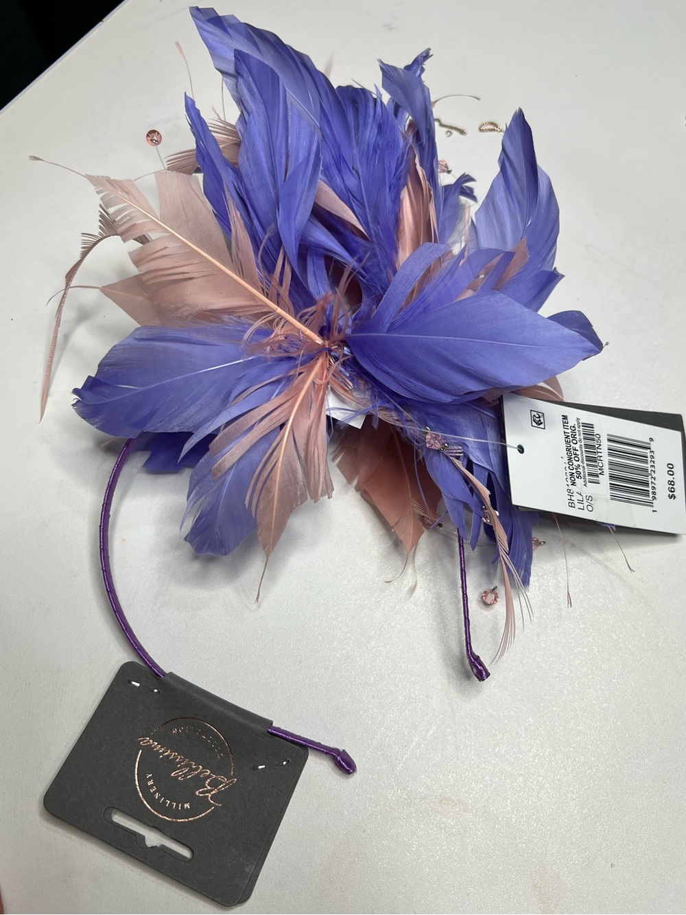 Lavish Purple and Blush Feather Headpiece by bellísima